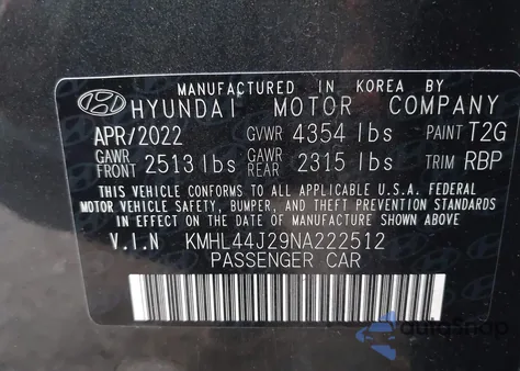 2022 Hyundai Sonata Sel Plus from USA, damaged, VIN KMHL44J29NA222512